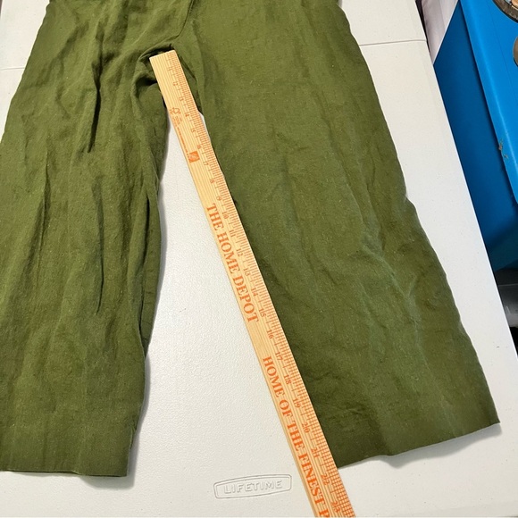 Madewell Button Down Jumpsuit Green Linen Cotton Size 0 T2 - Picture 9 of 11